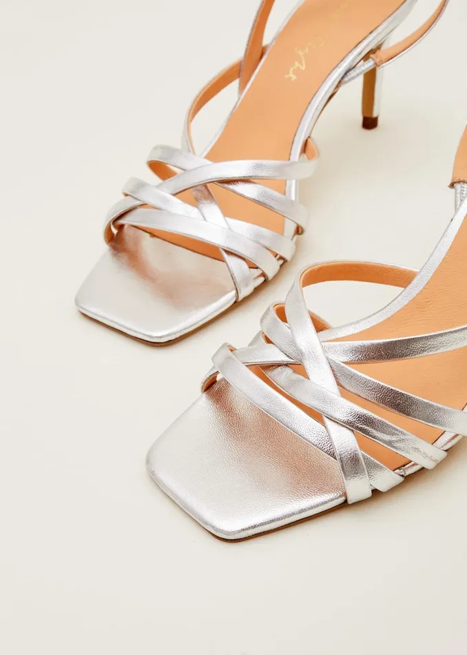 Phase Eight Occasion Shoes Strappy Sling Back Sandals Silver 8211 Women