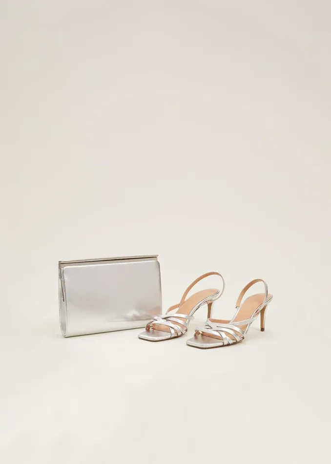 Phase Eight Occasion Shoes Strappy Sling Back Sandals Silver 8211 Women