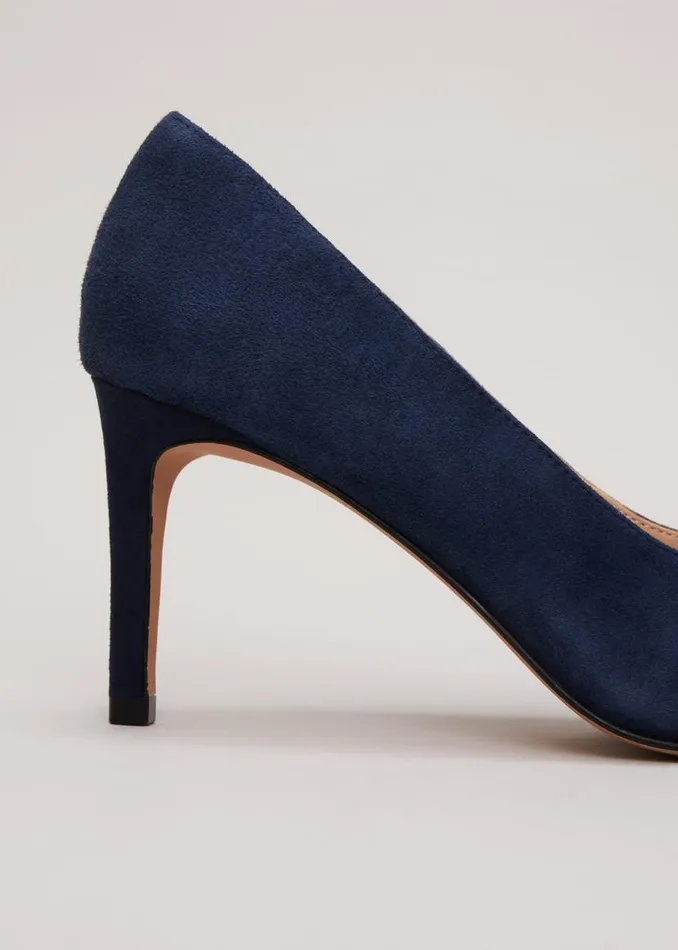 Phase Eight Occasion Shoes Suede Bow Front Court Shoe Navy 8211 Women