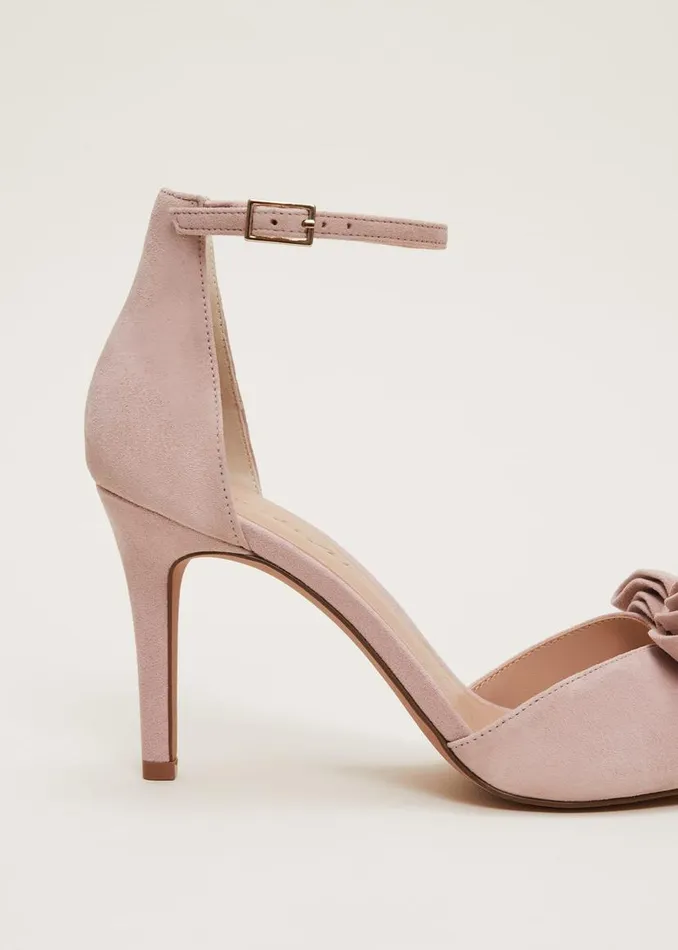 Phase Eight Occasion Shoes Suede Bow Front Heels Antique Rose 8211 Women