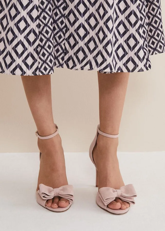 Phase Eight Occasion Shoes Suede Bow Front Heels Antique Rose 8211 Women