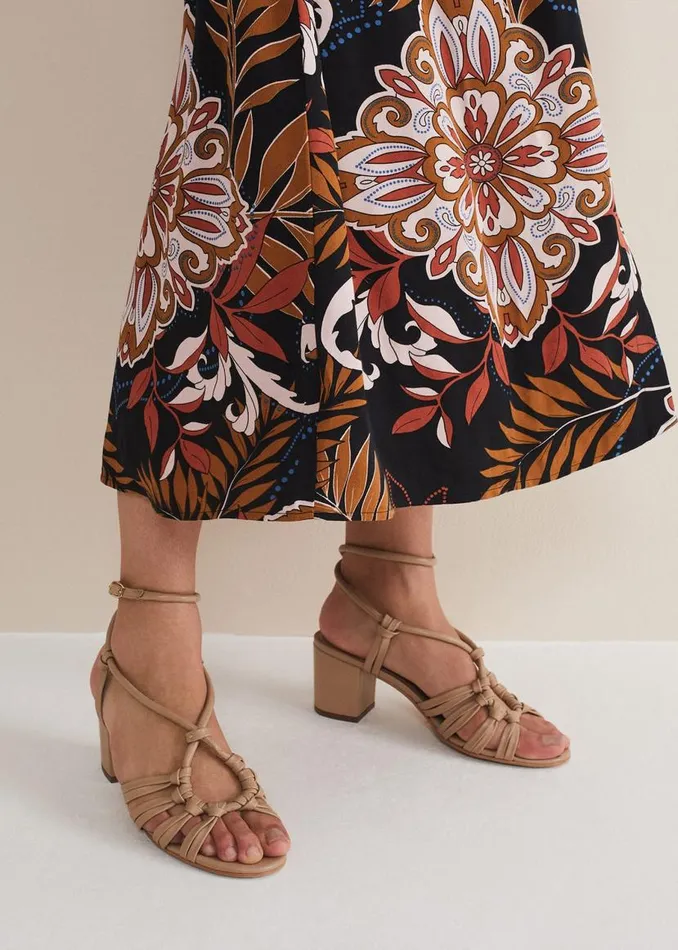 Phase Eight Sandals Leather Ankle Strap Sandal Shoe Tan 8211 Women