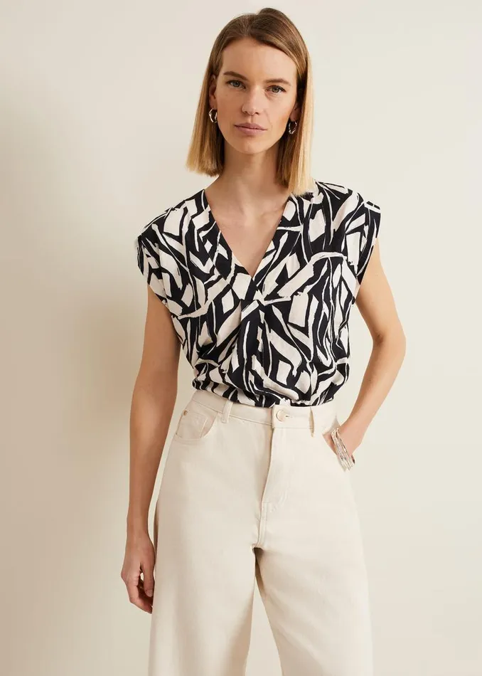 Phase Eight Shirts and Blouses Celyn Notch Printed Blouse Blackivory 8211 Women Phase Eight Shirts and Blouses Celyn Notch Printed Blouse Blackivory 8211 Women