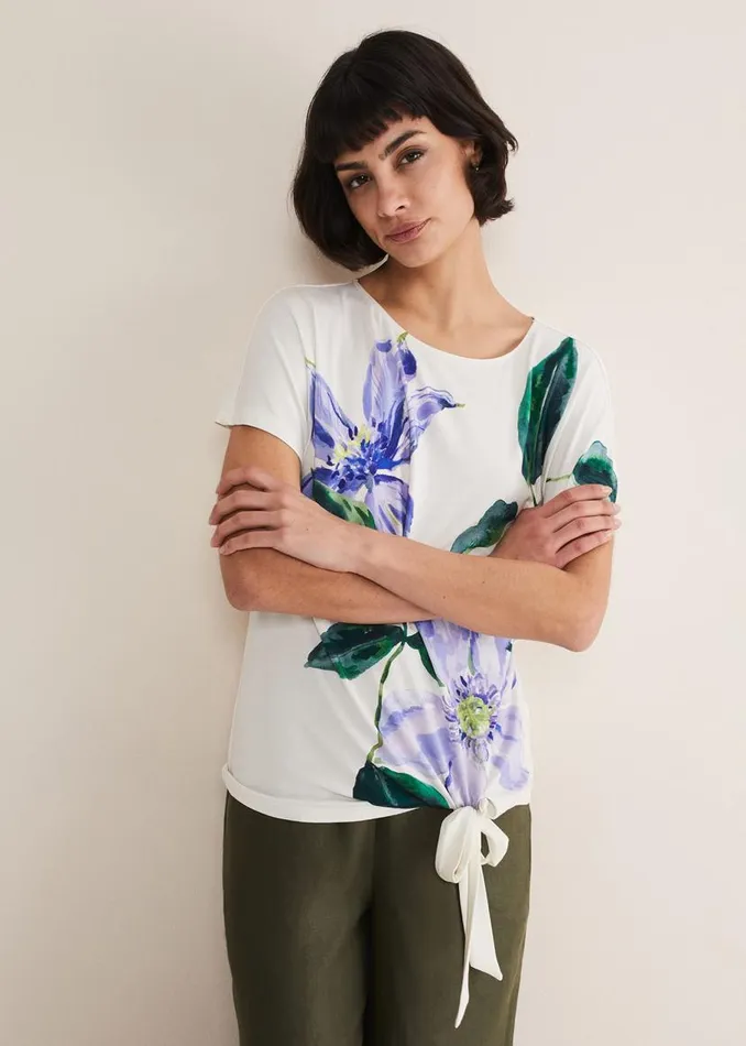 Phase Eight Shirts and Blouses Fiorella Tie Front Top Ivory 8211 Women