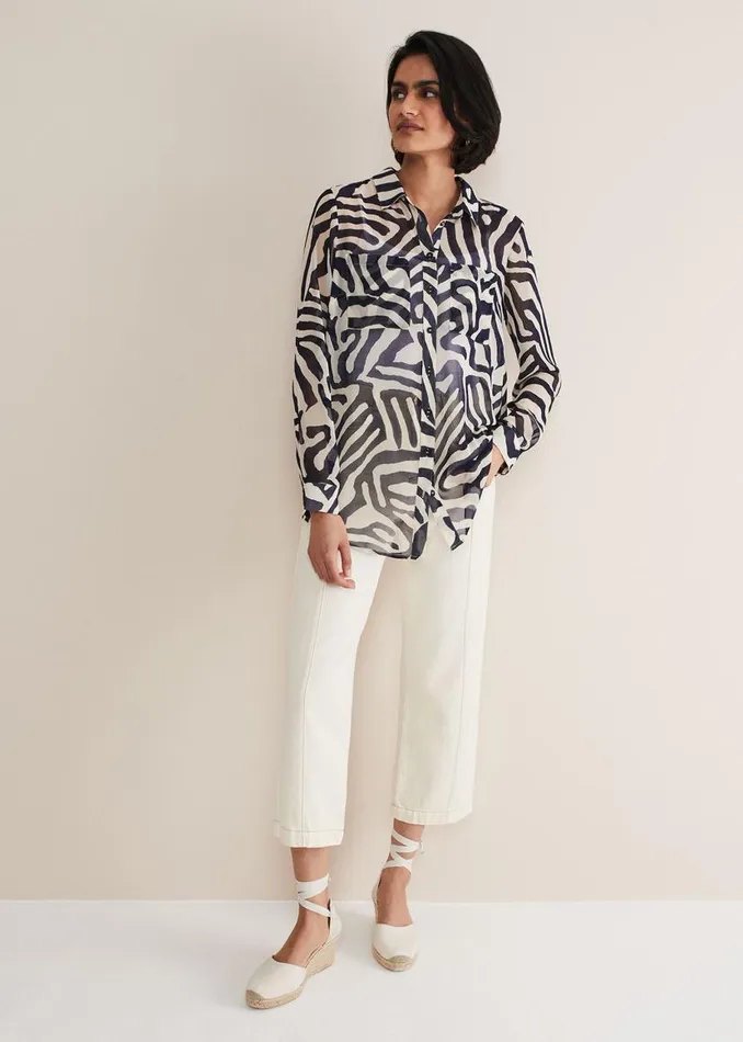 Phase Eight Shirts and Blouses Isabella Zebra Print Blouse Blue 8211 Women
