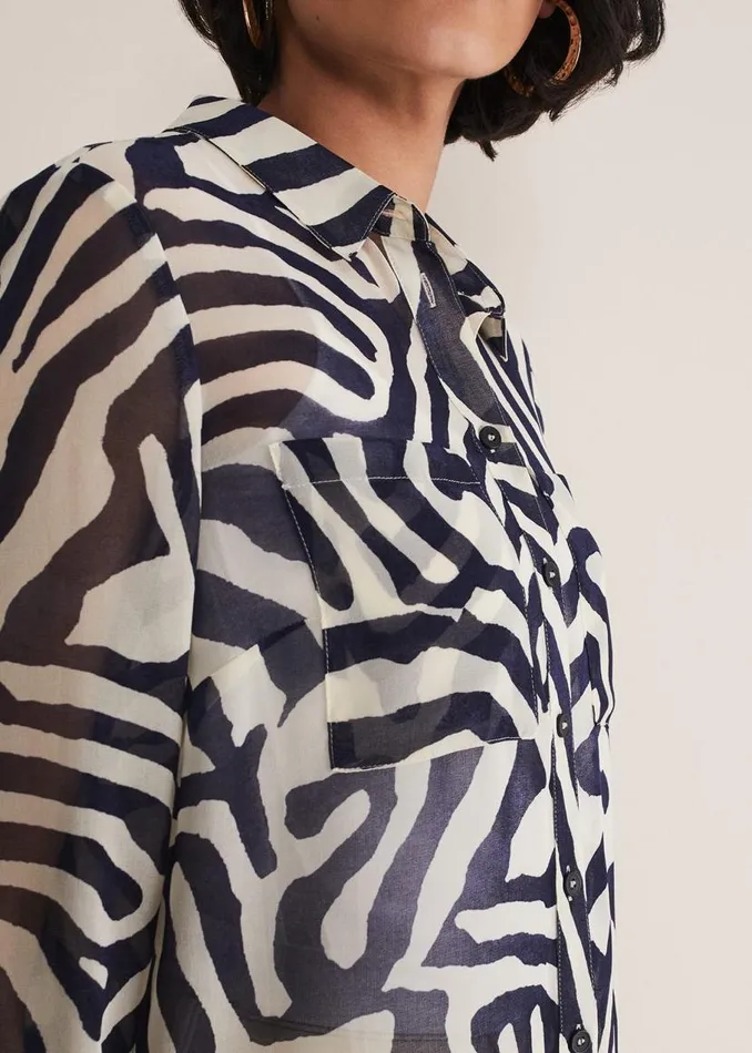 Phase Eight Shirts and Blouses Isabella Zebra Print Blouse Blue 8211 Women