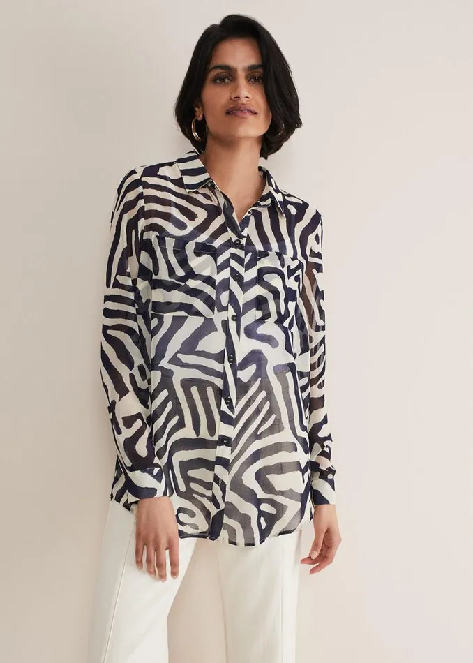 Phase Eight Shirts and Blouses Isabella Zebra Print Blouse Blue 8211 Women