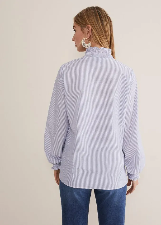 Phase Eight Shirts and Blouses Izara Cotton Striped Ruffle Top Bluewhite 8211 Women Phase Eight Shirts and Blouses Izara Cotton Striped Ruffle Top Bluewhite 8211 Women