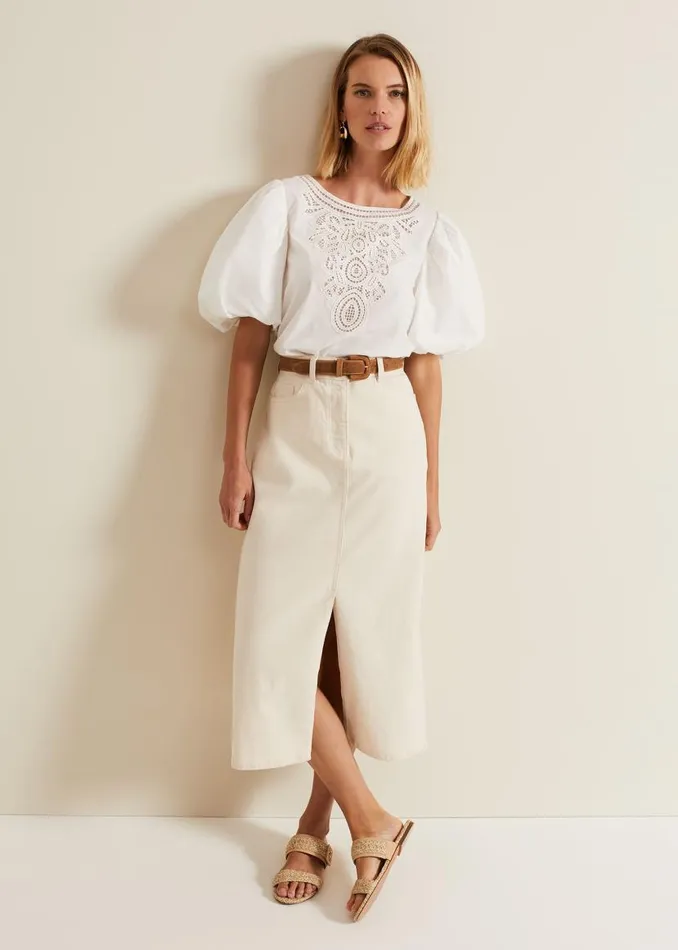 Phase Eight Shirts and Blouses Lillianna Lace Front Blouse White 8211 Women