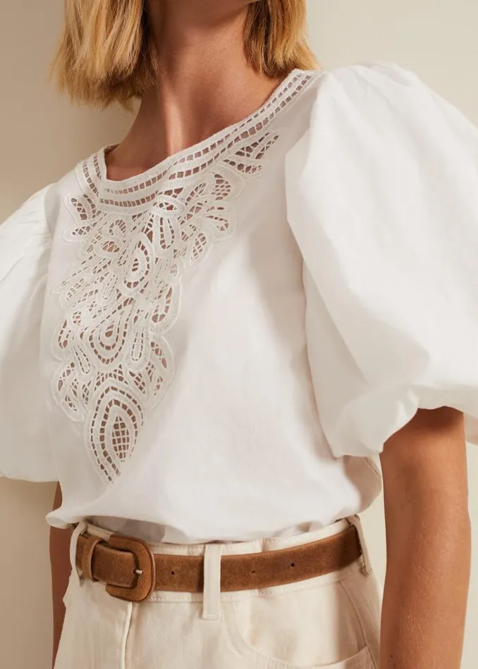 Phase Eight Shirts and Blouses Lillianna Lace Front Blouse White 8211 Women