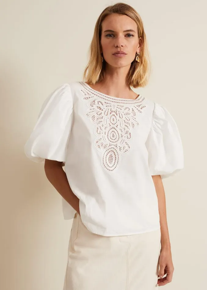 Phase Eight Shirts and Blouses Lillianna Lace Front Blouse White 8211 Women