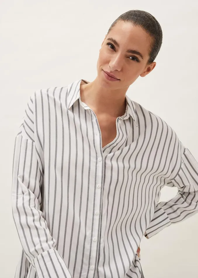 Phase Eight Shirts and Blouses Moira Stripe Shirt Whitegrey 8211 Women