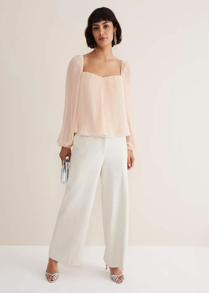 Phase Eight Shirts and Blouses Nysa Pleated Top Soft Pink 8211 Women