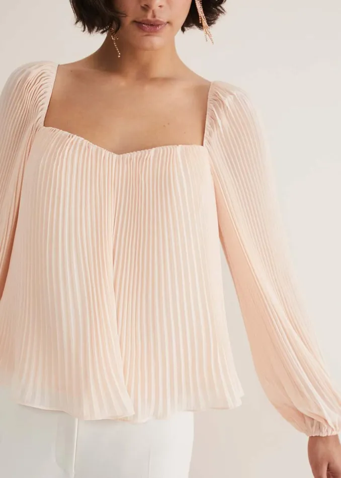 Phase Eight Shirts and Blouses Nysa Pleated Top Soft Pink 8211 Women