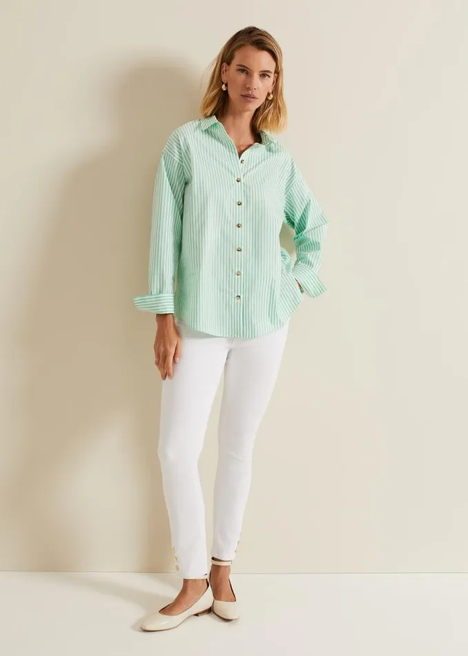 Phase Eight Shirts and Blouses Stripe Shirt Greenivory 8211 Women