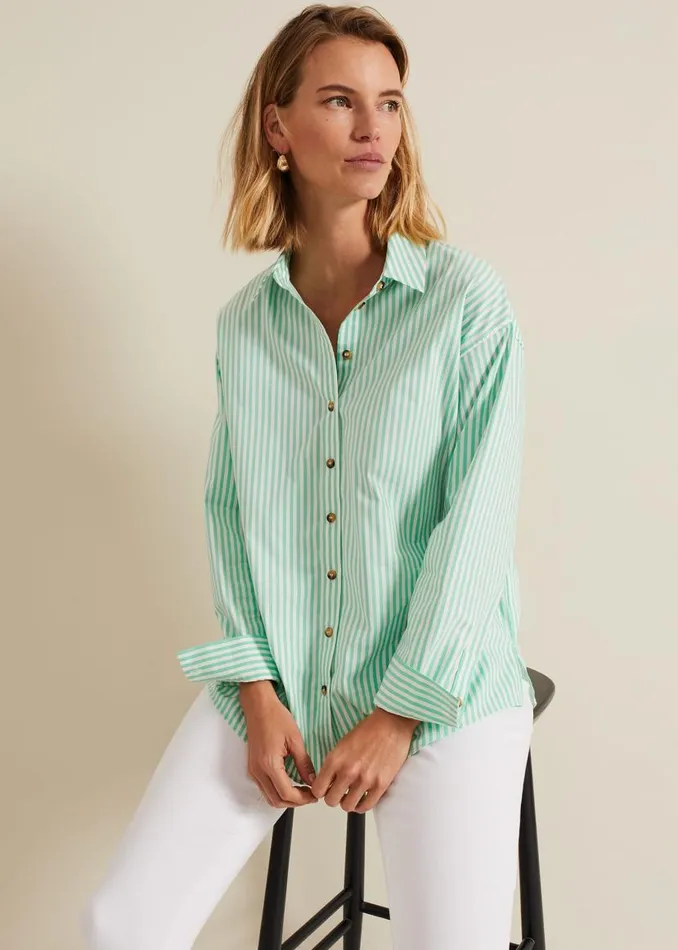 Phase Eight Shirts and Blouses Stripe Shirt Greenivory 8211 Women