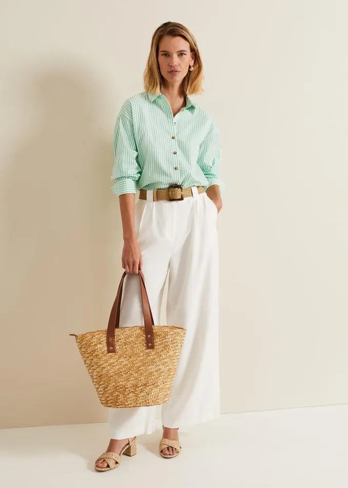 Phase Eight Shirts and Blouses Stripe Shirt Greenivory 8211 Women