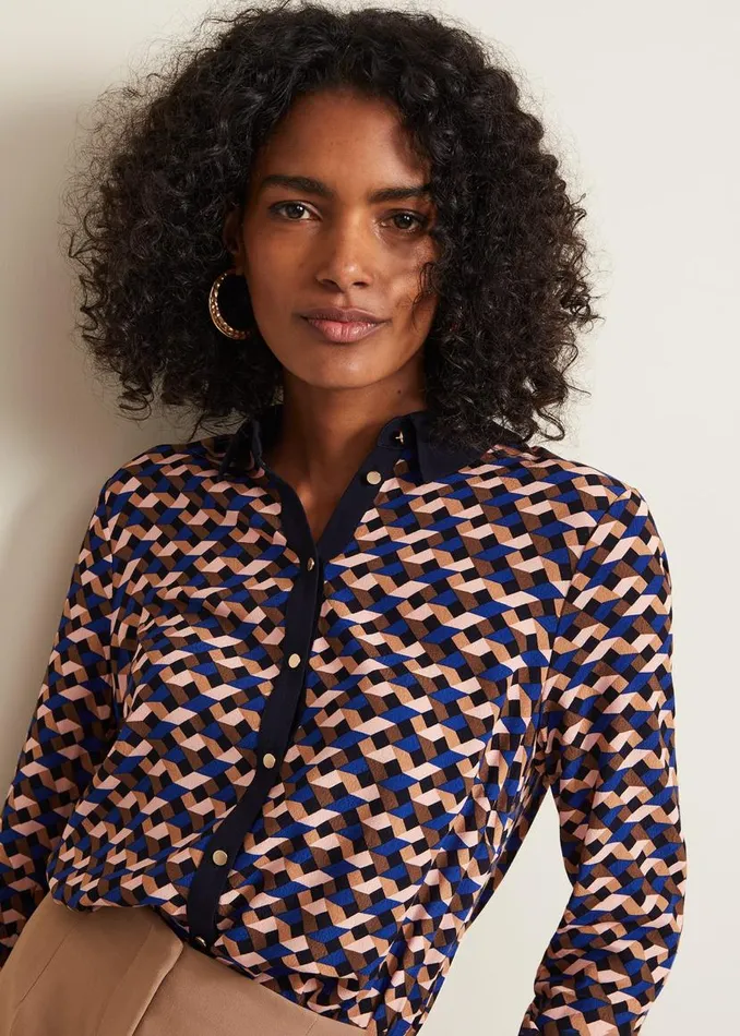 Phase Eight Shirts and Blouses Talia Geo Print Shirt Multicoloured 8211 Women