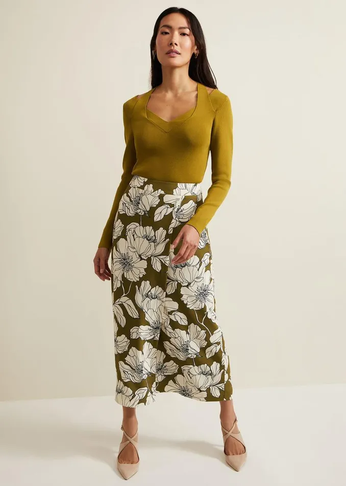 Phase Eight Skirts Amalia Floral Midi Skirt Green 8211 Women