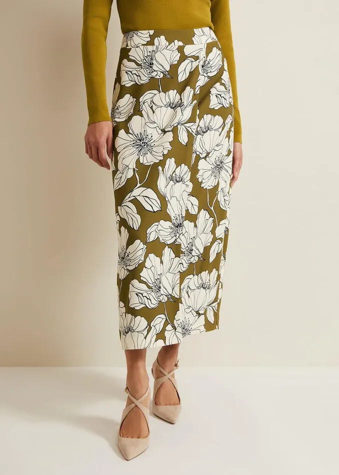 Phase Eight Skirts Amalia Floral Midi Skirt Green 8211 Women
