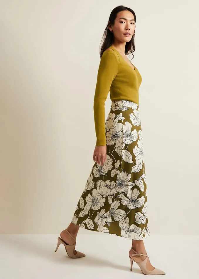 Phase Eight Skirts Amalia Floral Midi Skirt Green 8211 Women