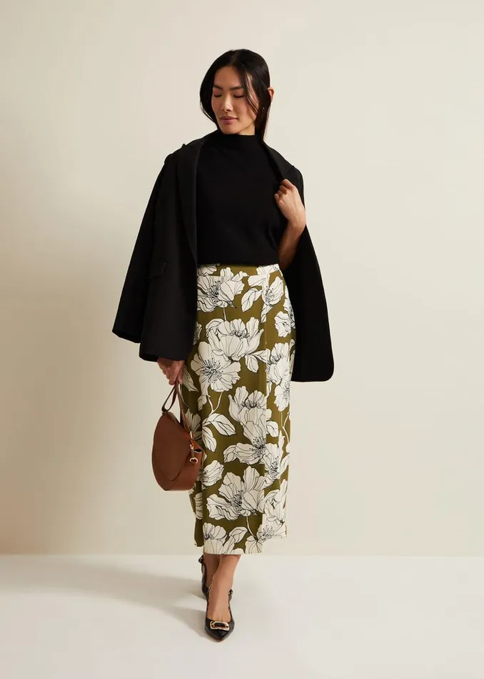 Phase Eight Skirts Amalia Floral Midi Skirt Green 8211 Women
