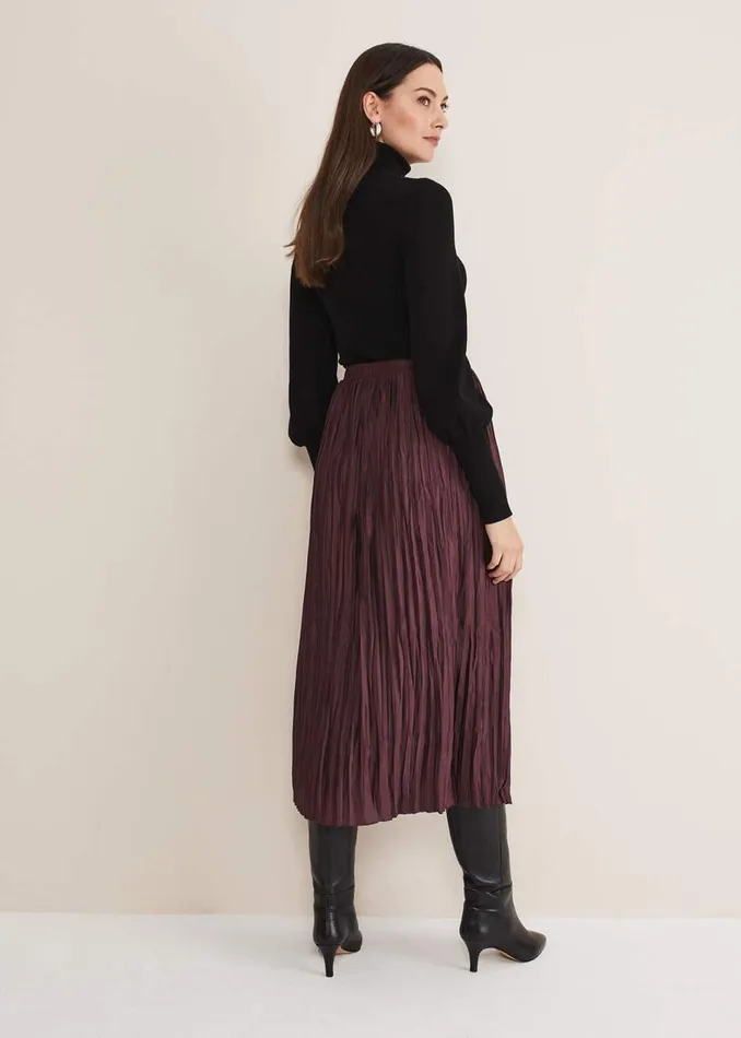 Phase Eight Skirts Kate Plisse Midi Skirt Aubergine 8211 Women