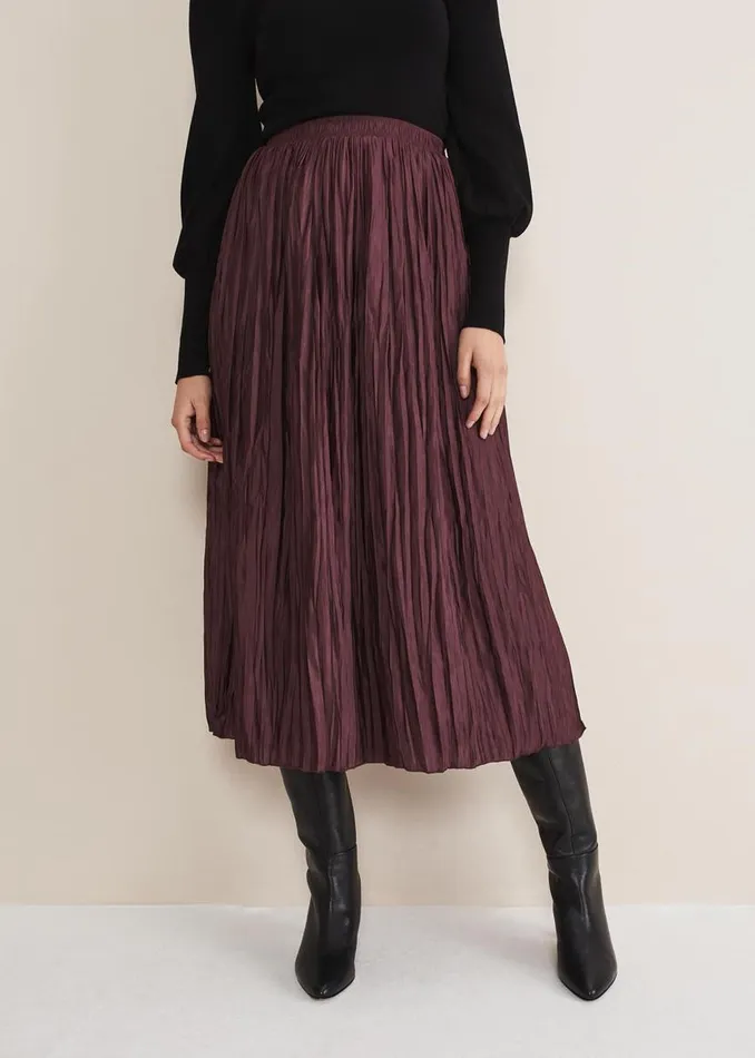 Phase Eight Skirts Kate Plisse Midi Skirt Aubergine 8211 Women