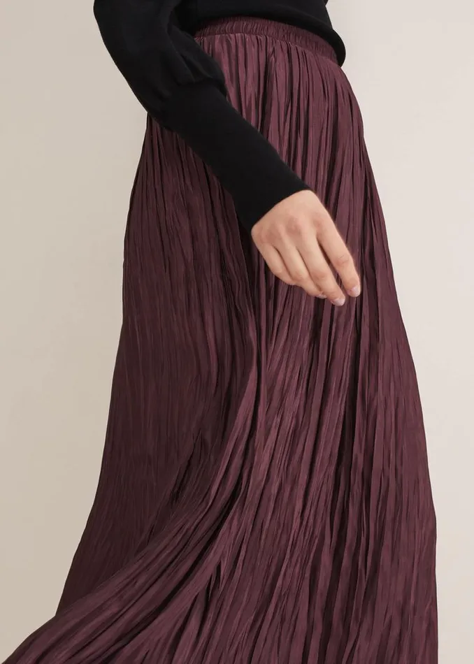 Phase Eight Skirts Kate Plisse Midi Skirt Aubergine 8211 Women