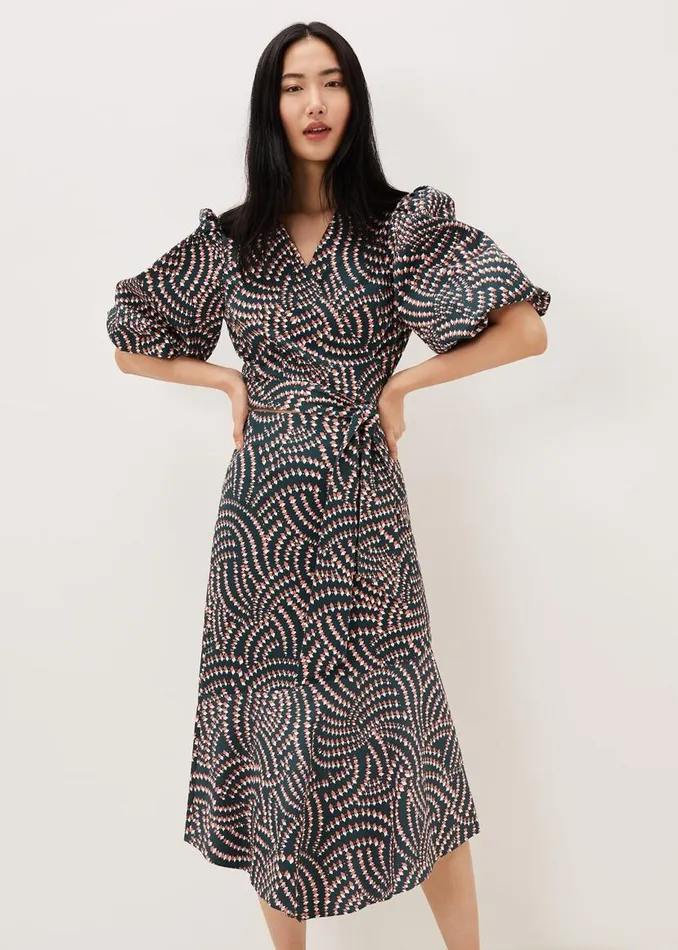 Phase Eight Skirts Kiri Geometric CoOrd Skirt Ocean Coral 8211 Women