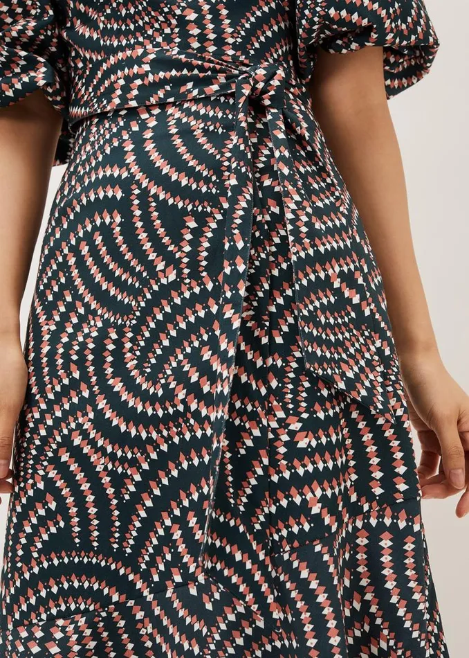 Phase Eight Skirts Kiri Geometric CoOrd Skirt Ocean Coral 8211 Women