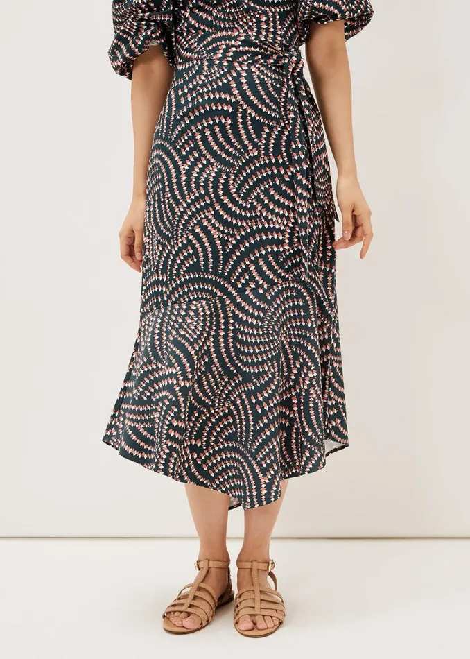 Phase Eight Skirts Kiri Geometric CoOrd Skirt Ocean Coral 8211 Women
