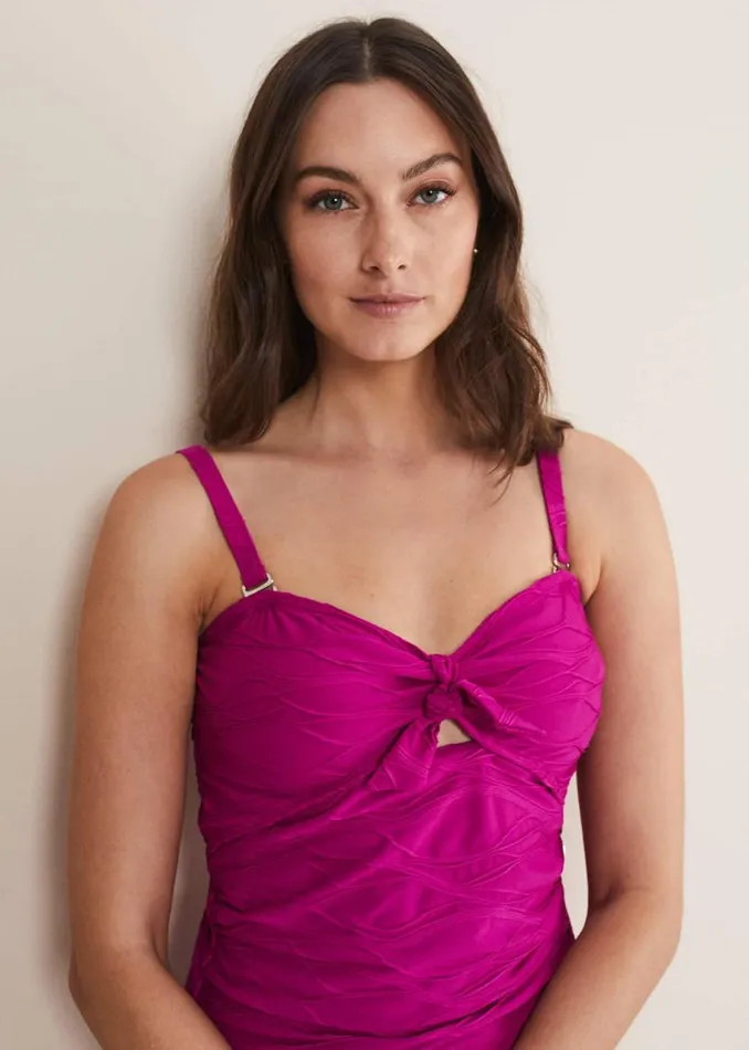 Phase Eight Swimwear Claudia Textured Swimsuit Magenta 8211 Women