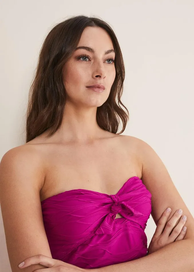 Phase Eight Swimwear Claudia Textured Swimsuit Magenta 8211 Women