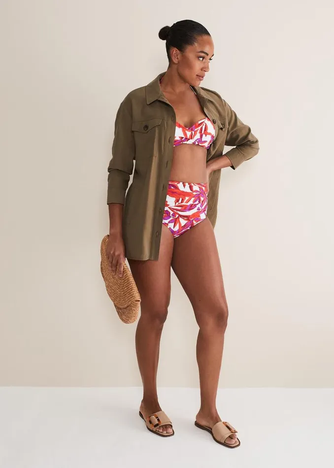 Phase Eight Swimwear Leaf Print Bikini Bottoms Orange 8211 Women