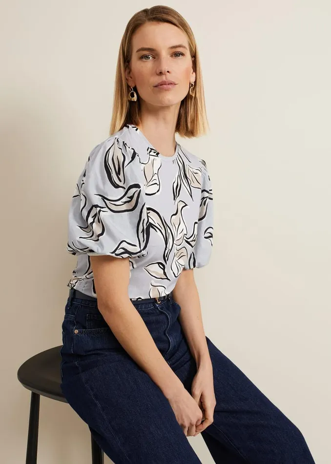 Phase Eight Tops and TShirts Aaliyah Woven Sleeve Top Blue 8211 Women