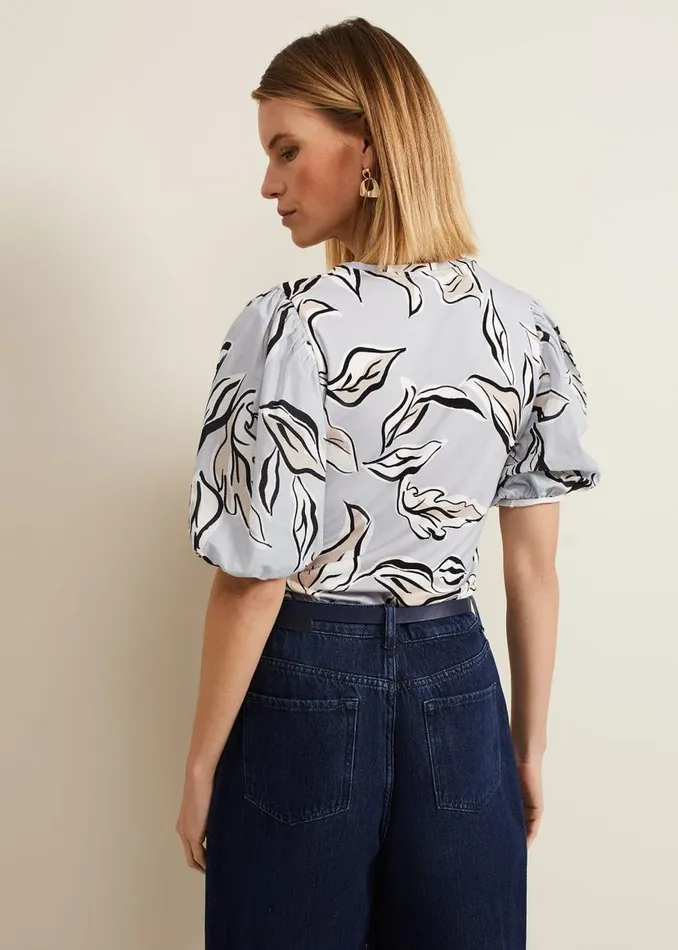 Phase Eight Tops and TShirts Aaliyah Woven Sleeve Top Blue 8211 Women
