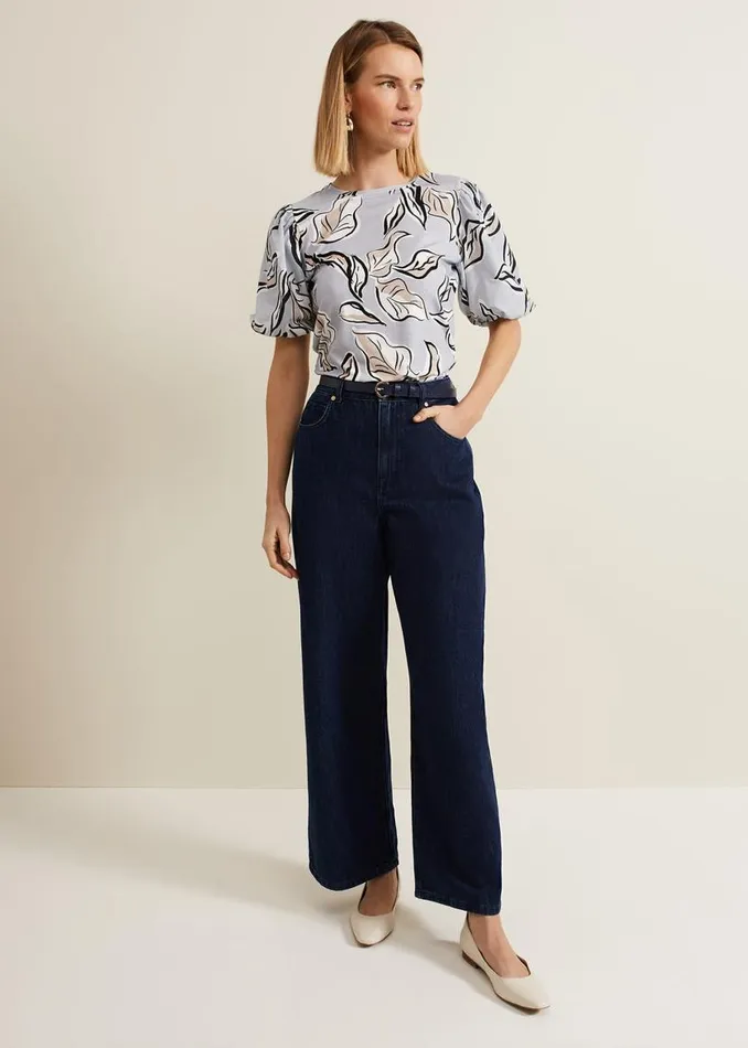 Phase Eight Tops and TShirts Aaliyah Woven Sleeve Top Blue 8211 Women