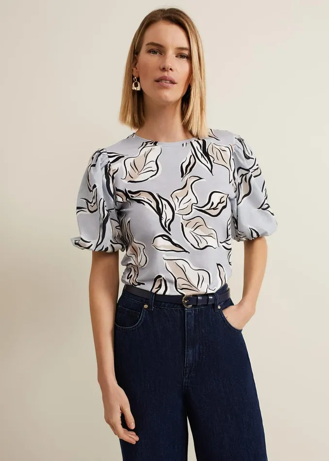 Phase Eight Tops and TShirts Aaliyah Woven Sleeve Top Blue 8211 Women