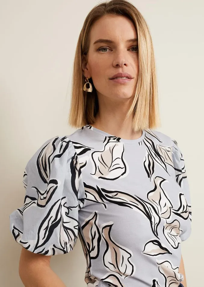 Phase Eight Tops and TShirts Aaliyah Woven Sleeve Top Blue 8211 Women