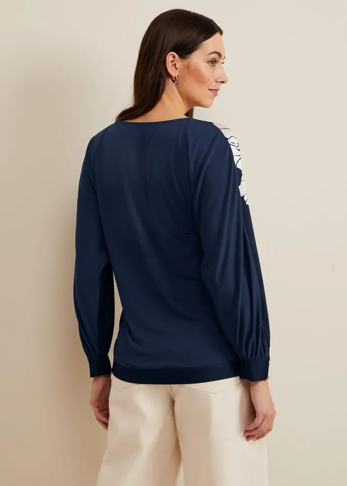 Phase Eight Tops and TShirts Alora Floral Woven Front Top Navy 8211 Women