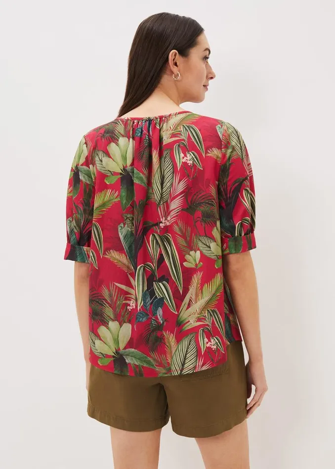 Phase Eight Tops and TShirts Antonia Tropical Print Top Hot Pink 8211 Women