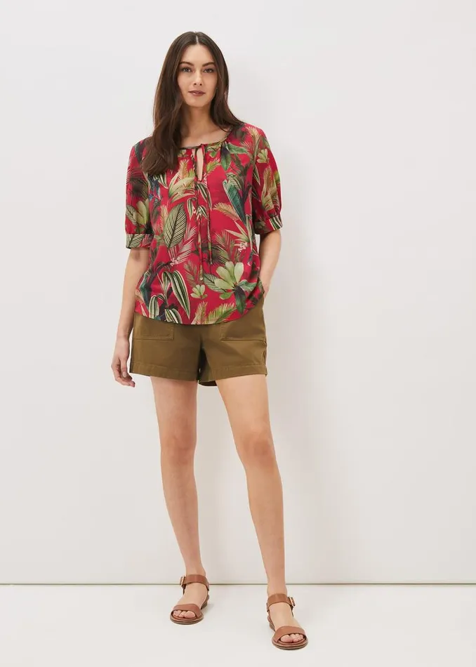 Phase Eight Tops and TShirts Antonia Tropical Print Top Hot Pink 8211 Women