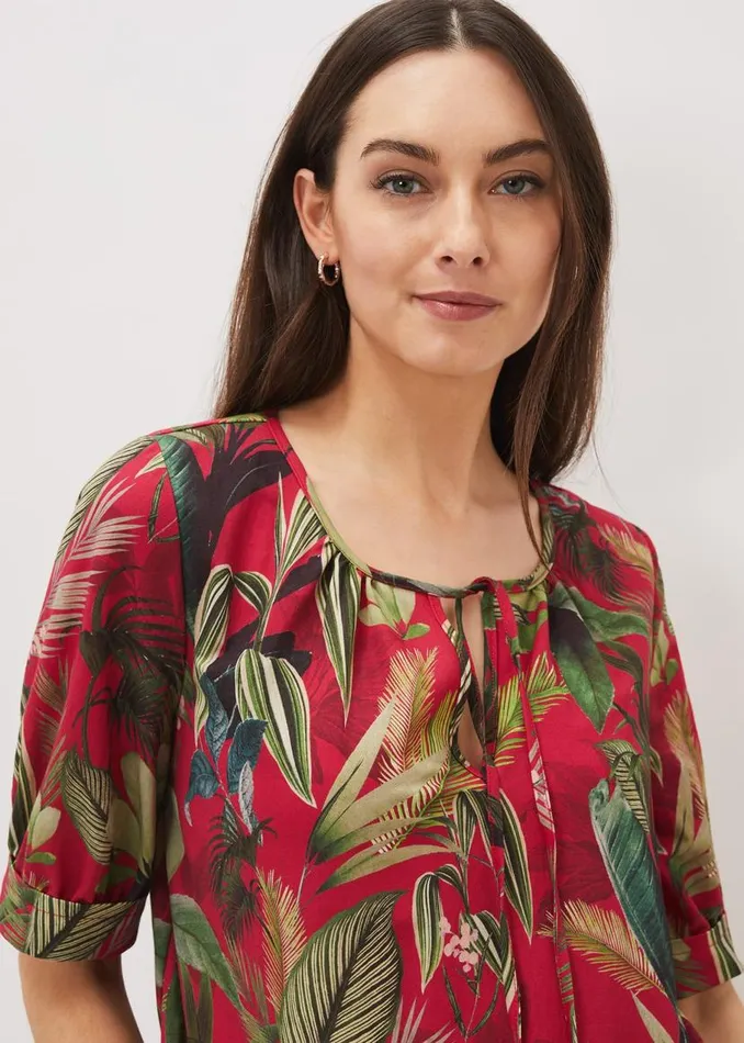 Phase Eight Tops and TShirts Antonia Tropical Print Top Hot Pink 8211 Women
