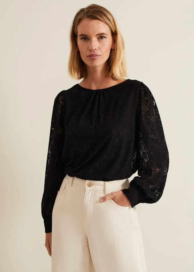 Phase Eight Tops and TShirts Azarliah Snake Burnout Top Black 8211 Women