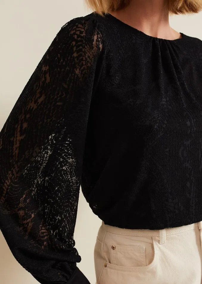 Phase Eight Tops and TShirts Azarliah Snake Burnout Top Black 8211 Women