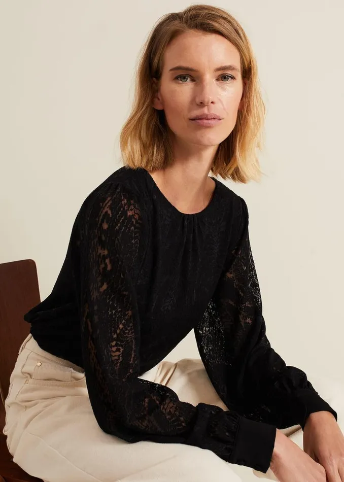 Phase Eight Tops and TShirts Azarliah Snake Burnout Top Black 8211 Women