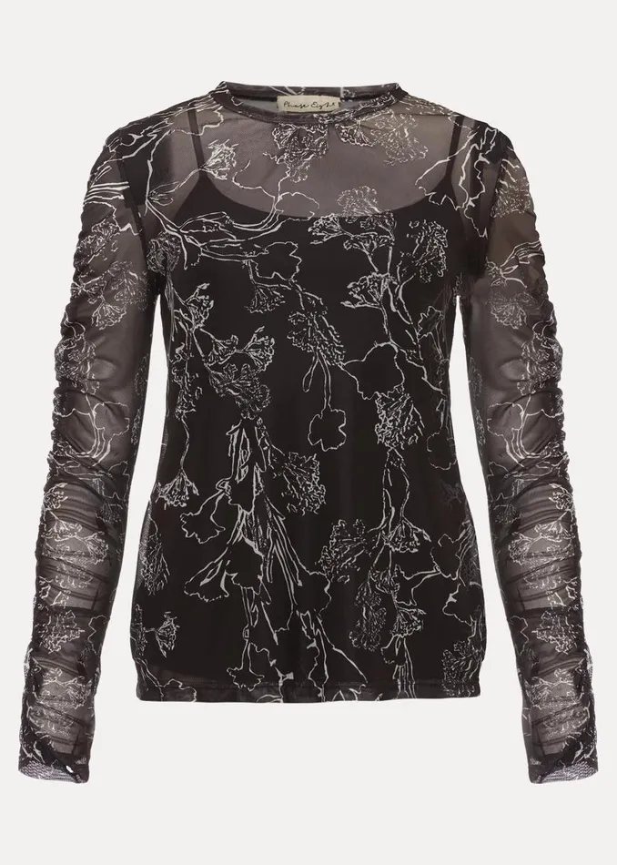 Phase Eight Tops and TShirts Breanna Floral Print Mesh Top Black 8211 Women