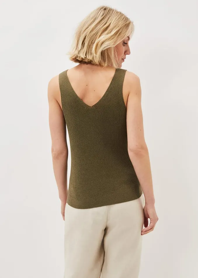 Phase Eight Tops and TShirts Caryl Ribbed Vest Top Khaki 8211 Women
