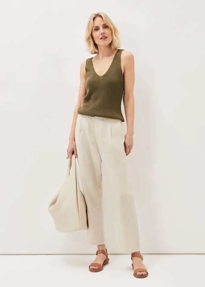 Phase Eight Tops and TShirts Caryl Ribbed Vest Top Khaki 8211 Women